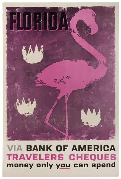  Florida via Bank of America. 1950s/60s. Lithograph travel p...