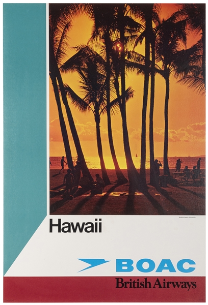  Hawaii / BOAC. Great Britain, ca. 1970s. Color photo-offset...
