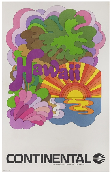  Hawaii / Continental Airlines. Circa 1960s. A travel poster...