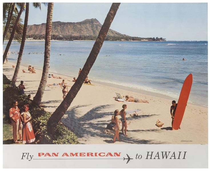  Pan American / Hawaii. 1960s. Photographic airline poster w...