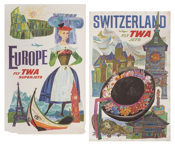  KLEIN, David (1918–2005). Pair of Travel Posters. Including...