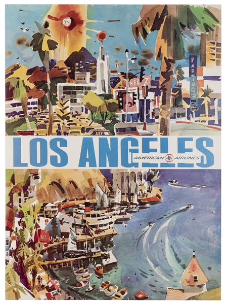  American Airlines / Los Angeles. 1960s. Lithograph travel p...
