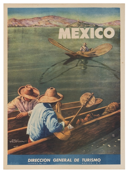  PRUNEDA, Salvador. Mexico. 1948. Tourism poster showing men...