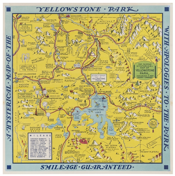  [NATIONAL PARKS] LINDGREN, Jolly. Hysterical Map of Yellows...