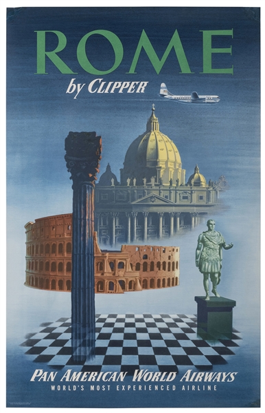  Pan American World Airways / Rome. 1951. Airline poster dep...