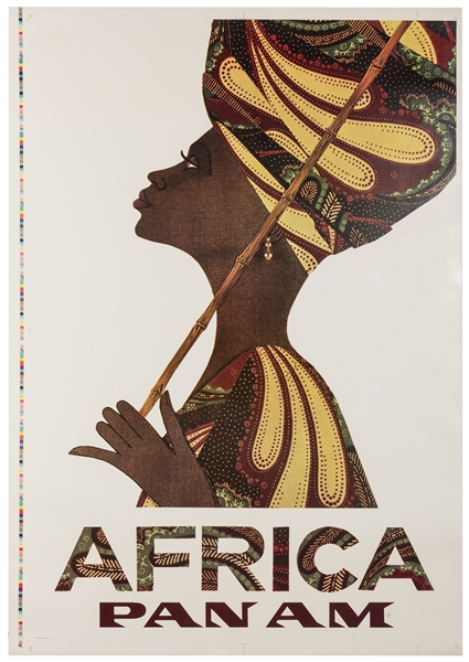  Pan Am / Africa. 1969. Offset lithograph poster of a statel...