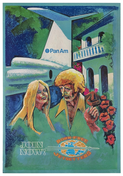  Pan Am / Born-Free Jetsetters. 1970s. Vintage airline poste...