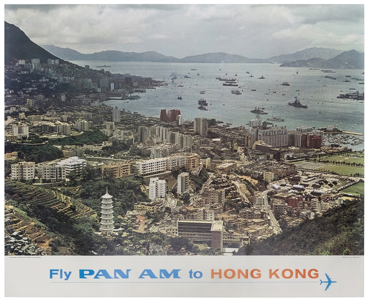  Pan Am / Hong Kong. 1970. Photographic airline poster with ...