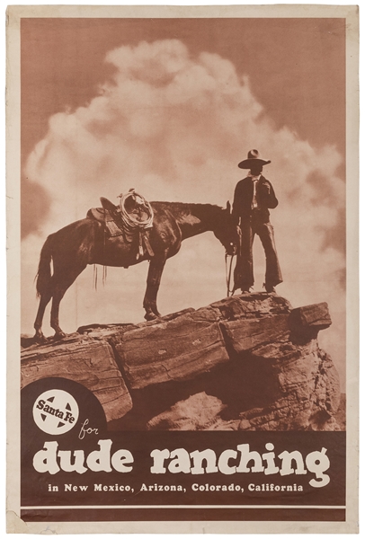  Santa Fe for Dude Ranching. Circa 1930s. Photo lithograph. ...