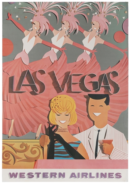  Western Airlines / Las Vegas. 1960s. Offset lithograph airl...