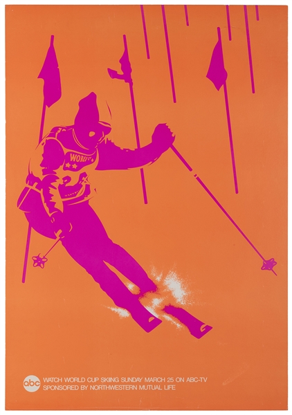  World Cup Skiing on ABC-TV. [1973/74]. Bold Day-Glo colored...