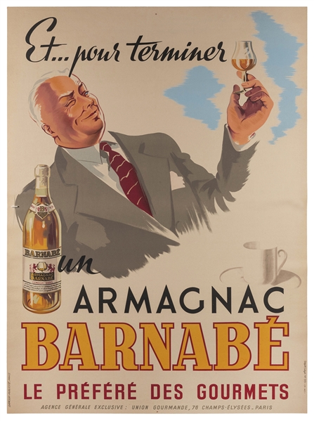  Armagnac Barnabe. Paris: Damour, ca. 1945. Lithograph poste...