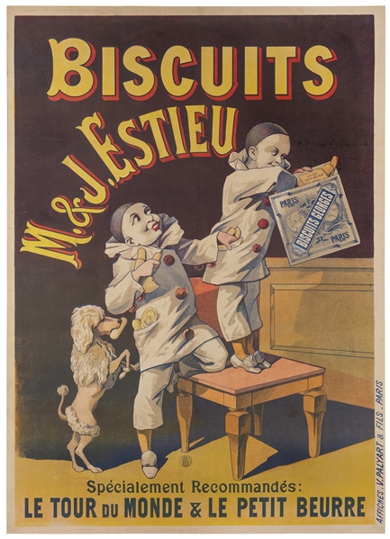  Biscuits M. & J. Estieu. Paris: Palyart, ca. 1890s. Color l...