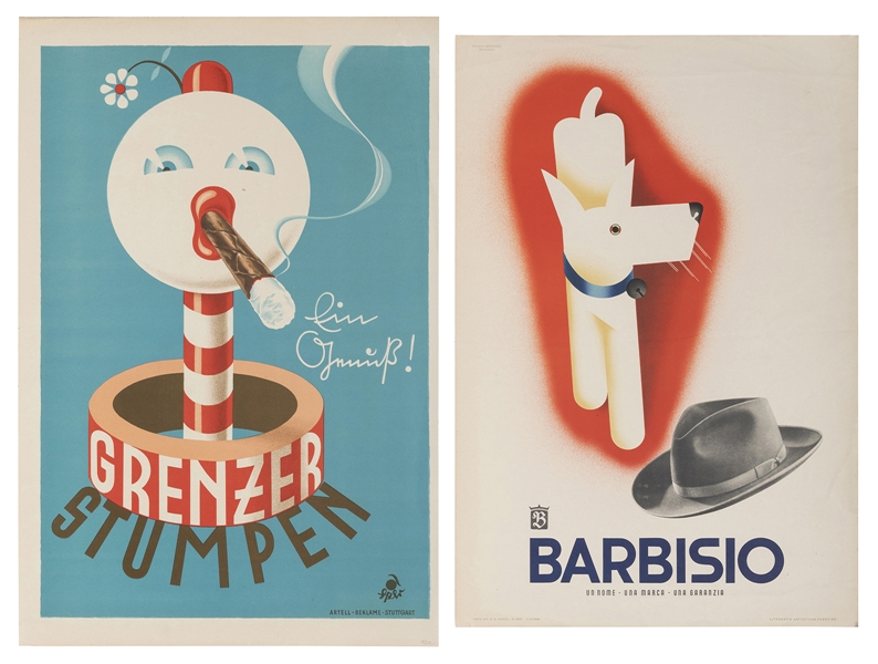  Pair of Advertising Posters. Circa 1940s. Including: “Barbi...