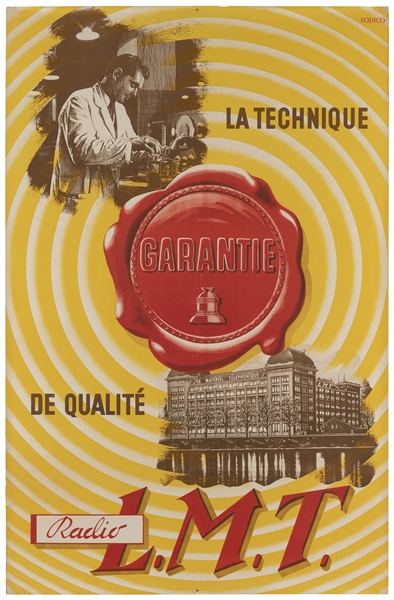  SODICO. Radio L.M.T. 1940s. Lithograph advertising poster w...
