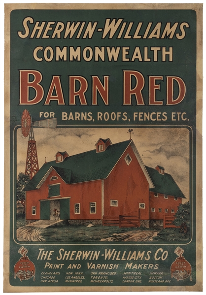  Sherwin-Williams Co. / Barn Red. Circa 1920s. Lithograph po...