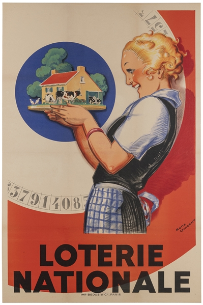  VINCENT, Rene. Loterie Nationale. Paris: Bedos, ca. 1930s. ...