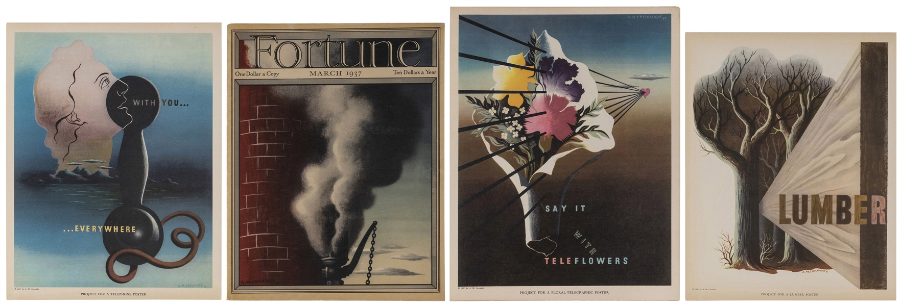  CASSANDRE, A.M. Three Concept Posters and Fortune Magazine ...
