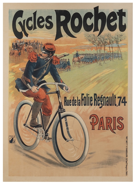  Cycles Rochet. Paris: Chapellier, ca. 1890s. Color lithogra...
