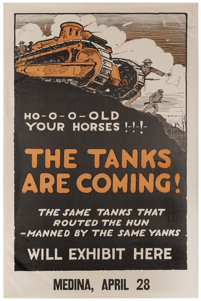  LENTZ. The Tanks are Coming! N.p., ca. 1918. Poster adverti...