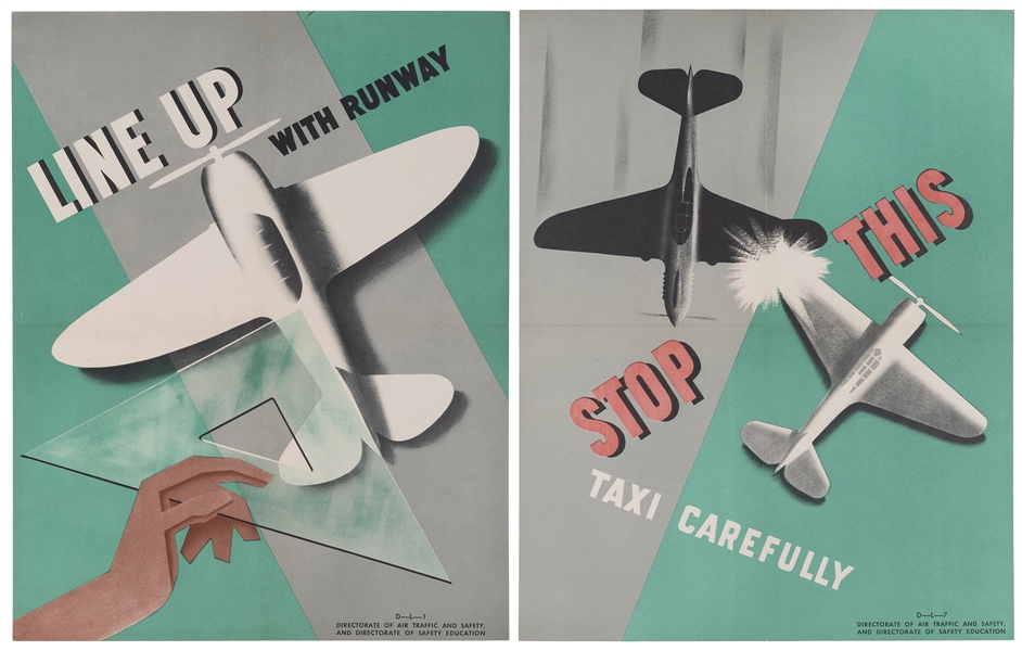  [WORLD WAR II] Pair of Aviation / Air Traffic Safety Poster...