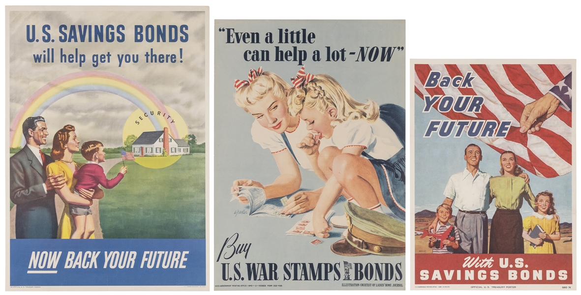  Trio of WWII War / Savings Bonds Posters. Including: Parker...