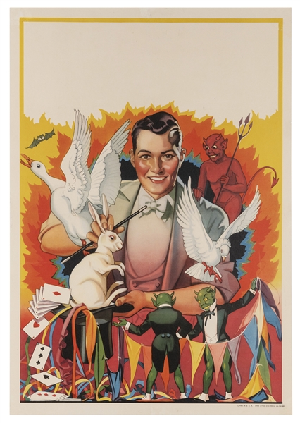  Erie Litho Magician Stock Poster. Erie, PA, ca. 1930s. Colo...