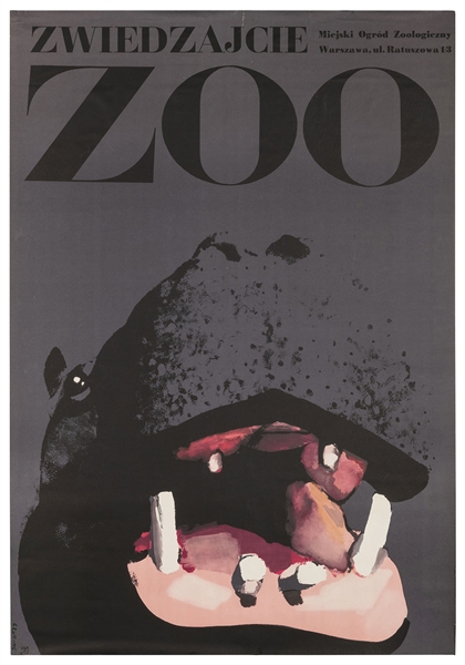  SWIERZY. Zwiedzajcie Zoo / [Hippopotamus]. 1960s. Vintage p...