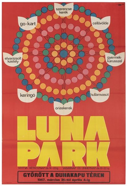  Luna Park. 1967. Hungarian circus/amusement park poster wit...