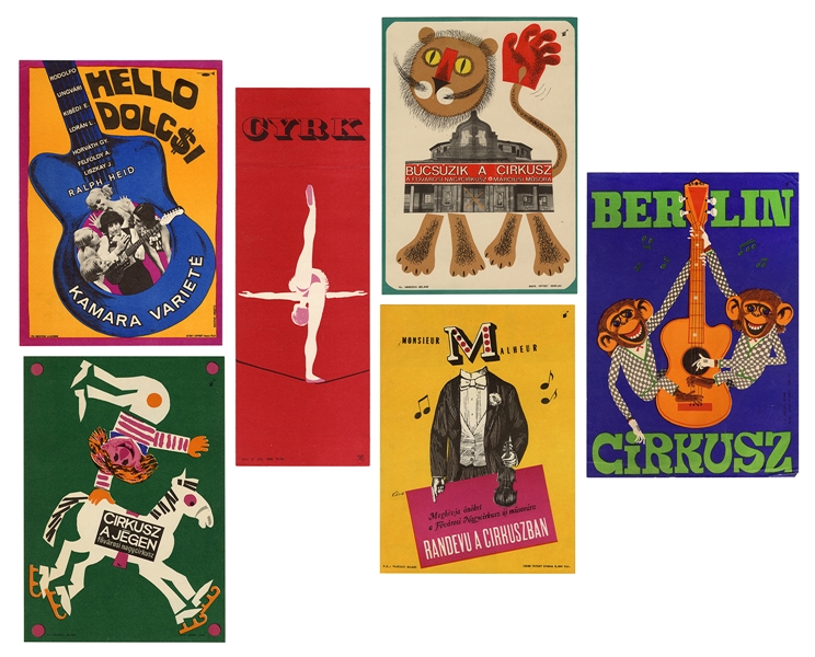  [VARIOUS DESIGNERS] Group of 6 Hungarian Circus Mini-Poster...