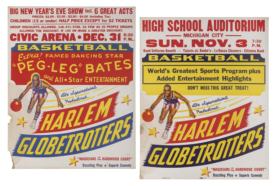 [HARLEM GLOBETROTTERS] Pair of Window Cards. Both feature t...