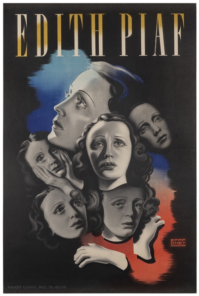  D’HEY, Efff. Edith Piaf. France: A. Jorio, ca. 1950s. Adver...