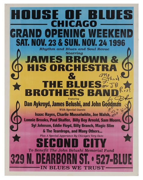  James Brown Signed Chicago House of Blues Grand Opening Pos...