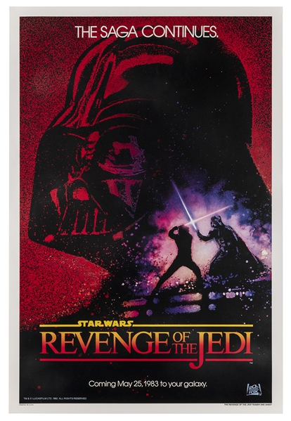  Revenge of the Jedi. 20th Century Fox, 1982. Dated Advanced...