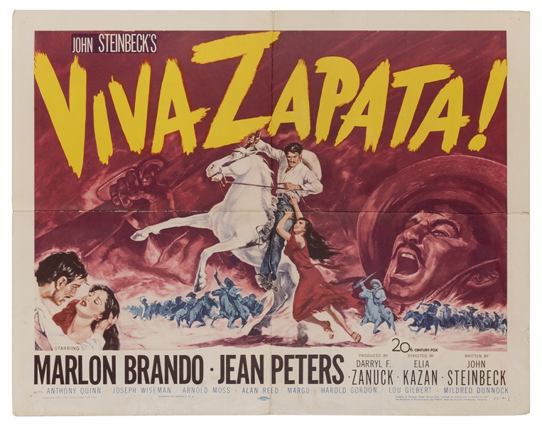  Viva Zapata. 20th Century Fox, 1952. Half sheet (22 x 28”)....