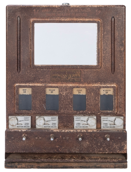  American Products Co. 1 Cent Candy Vendor w/ Mirror. Four c...