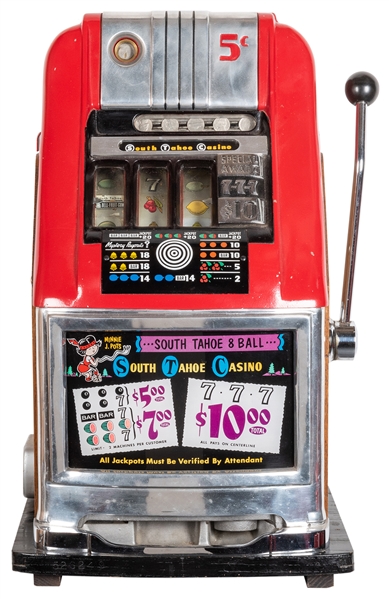  Mills Novelty Co. 5 Cent South Tahoe 8 Ball Slot Machine. C...