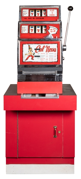  Club Cal-Neva 25 Cent Casino Slot Machine on Stand. Reno, N...