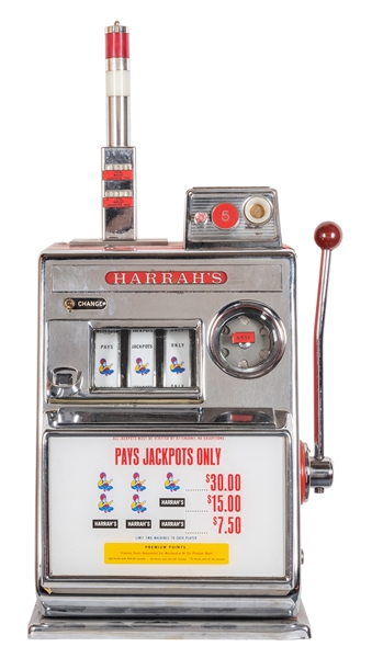  Harrah’s Casino 5 Cent Slot Machine. Circa 1960s. 22 x 15 x...