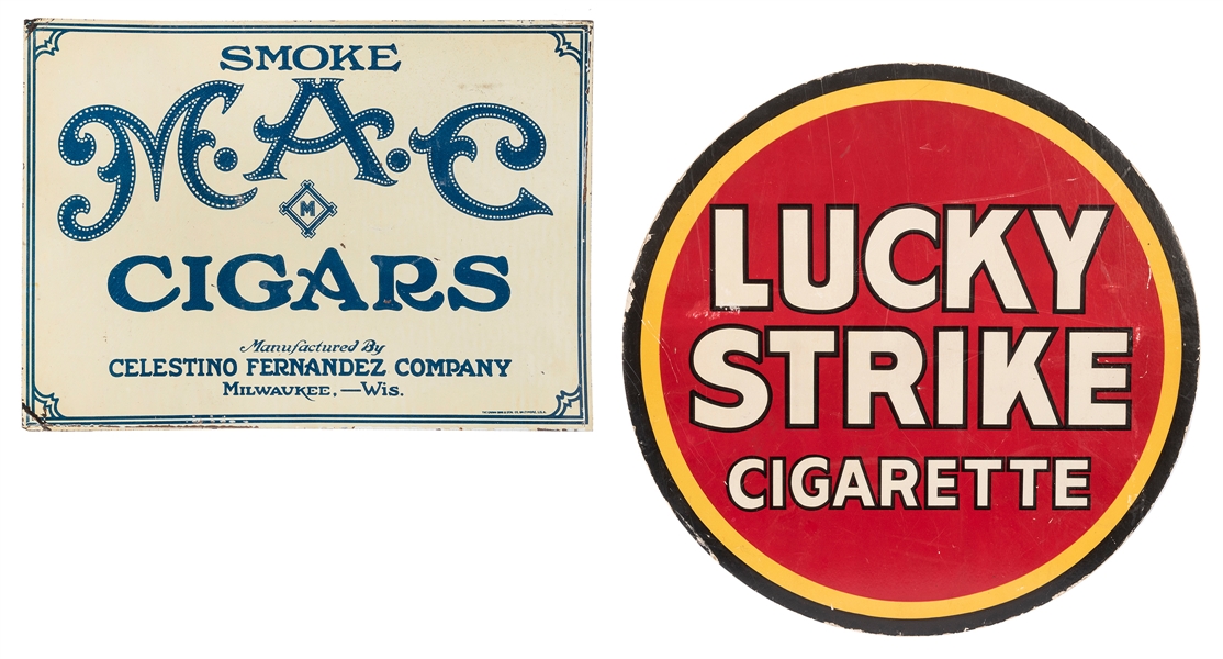  Pair of Vintage Tobacco Signs. Including: Lucky Strike Ciga...