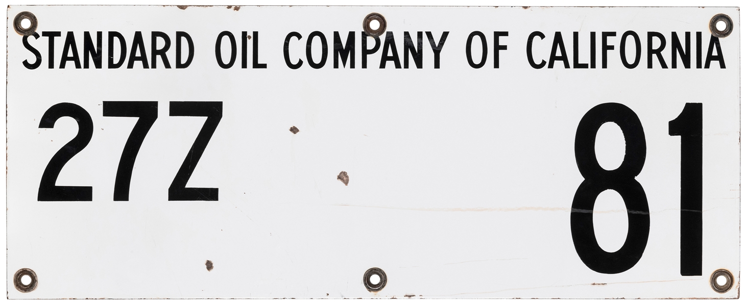  Standard Oil Co. of California Porcelain Sign. New York, ca...