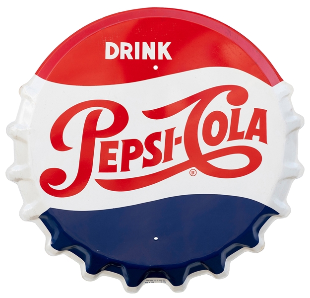  Pepsi-Cola Bottle Cap Metal Sign. St. Louis: Stout Sign Co....
