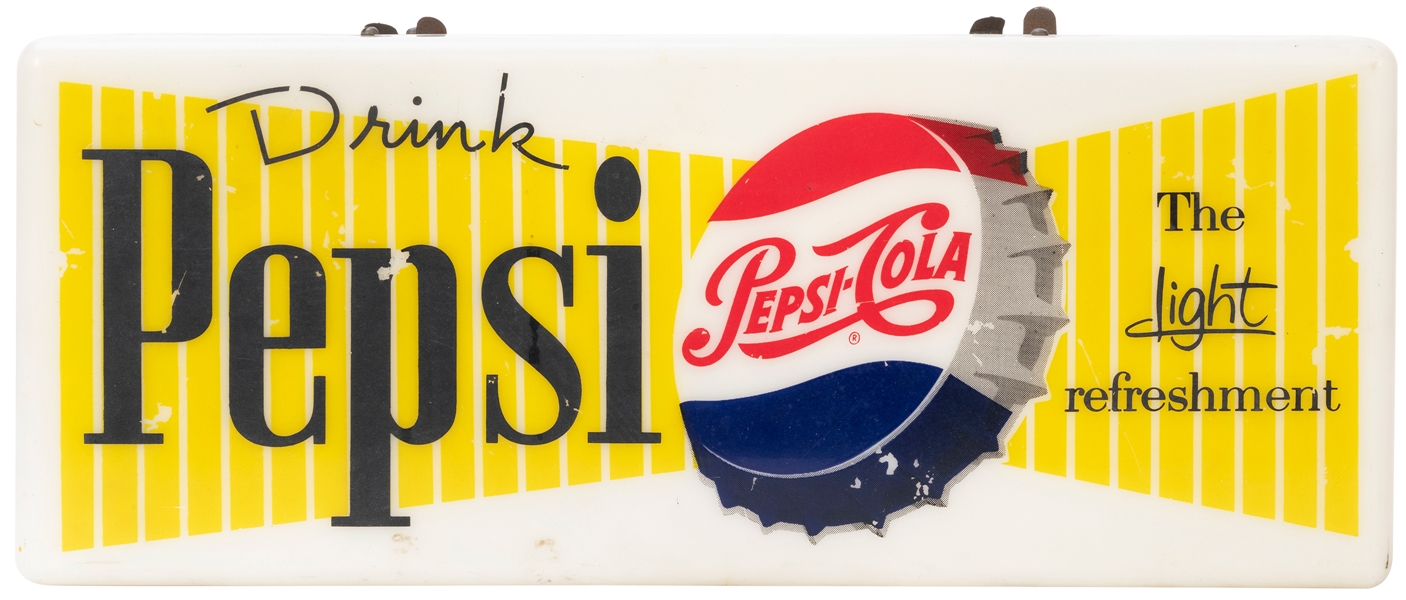  Pepsi Cola Co. Light-Up Sign. Circa 1960s. 6 x 15 x 5”. Wea...