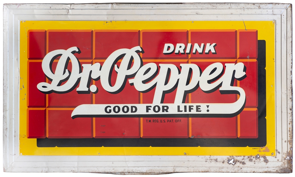  Donasco Dr. Pepper Tin Sign. Circa 1940s. Paint on image cr...