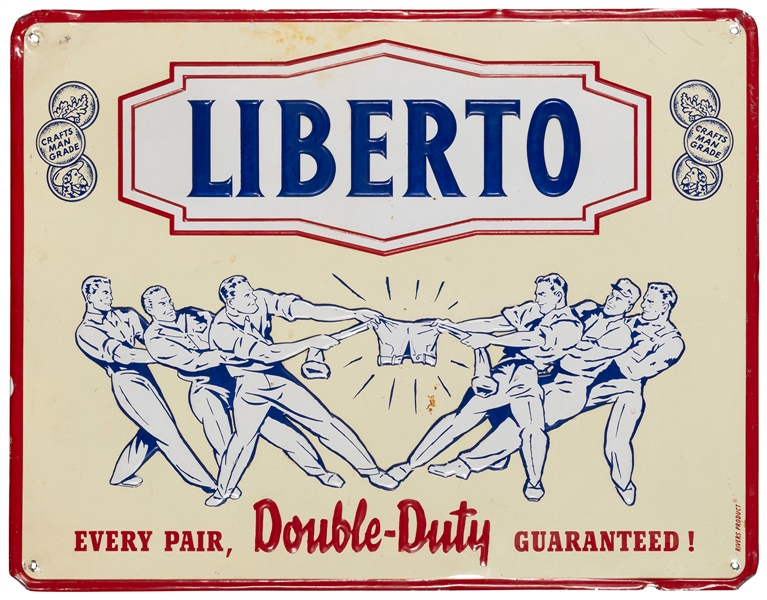  Liberto Jeans Tin Sign. Circa 1950s. Marked “Rivers Product...