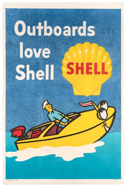  Shell Oil “Outboards Love Shell” Advertising Poster. Circa ...
