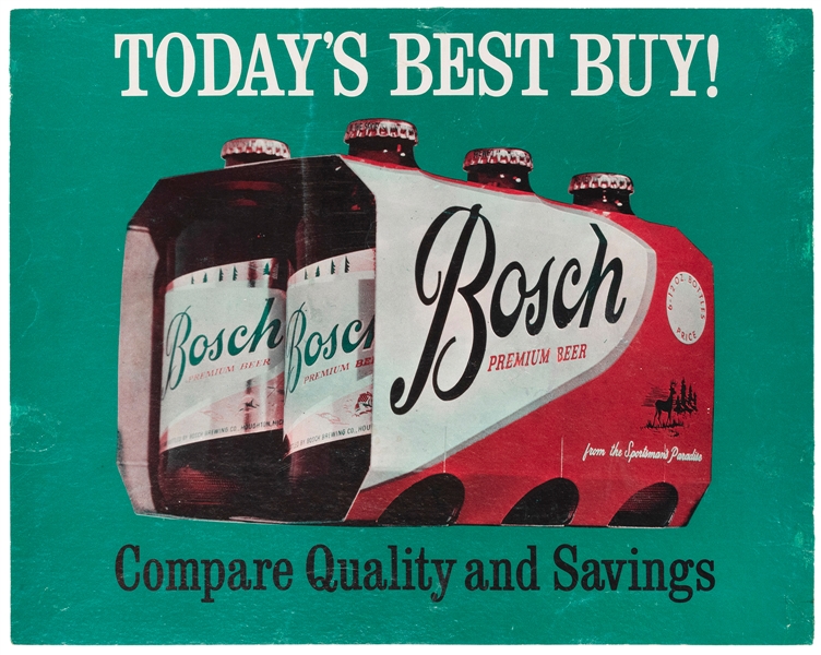  Bosch Brewing Co. Bosch Beer Poster. Houghton, MI, ca. 1950...