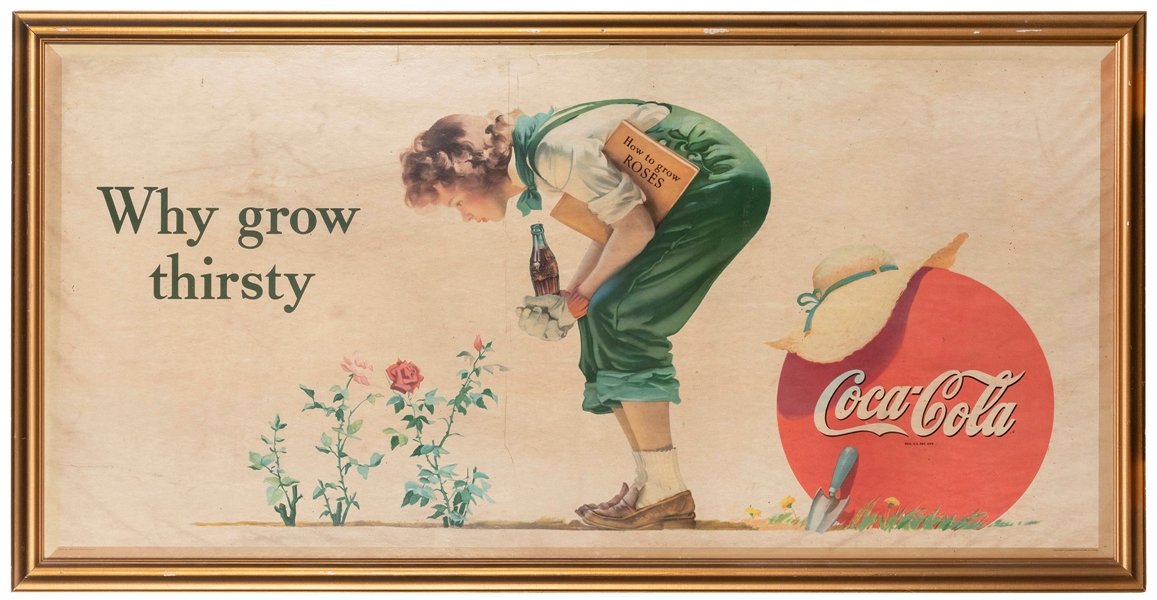  Coca-Cola “Why Grow Thirsty” Cardboard Sign. Chicago: Edwar...