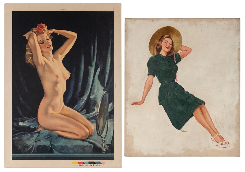  Original Pin-Up Illustration and Printer’s Proof. 1940s/50s...