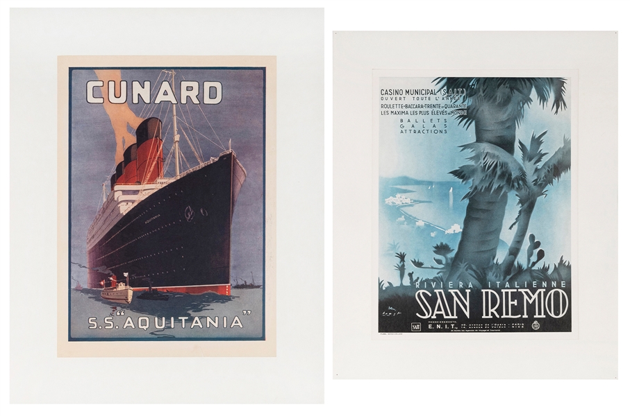  Pair of Travel Advertisements. Including: Cunard Line RMS A...